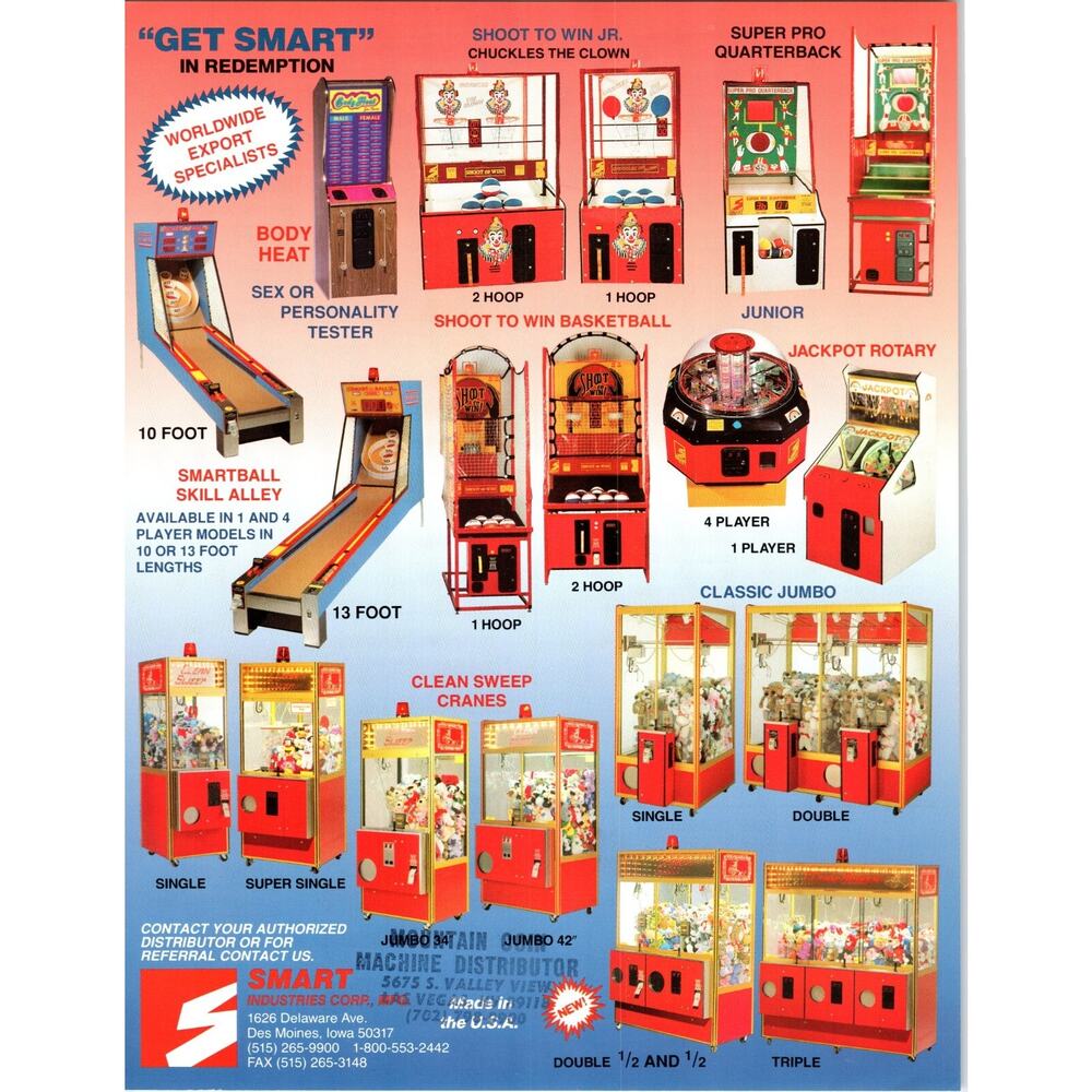 Smart Redemption Arcade Games FLYER Original Vintage Promo Artwork 8.5" x 11"